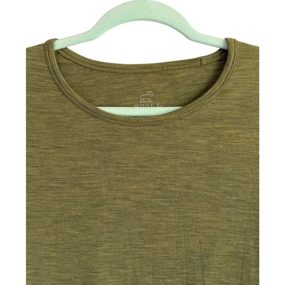 Woolx Crew Neck All Season Tee Green Medium Merino Wool Blend Casual Basics - Picture 3 of 6